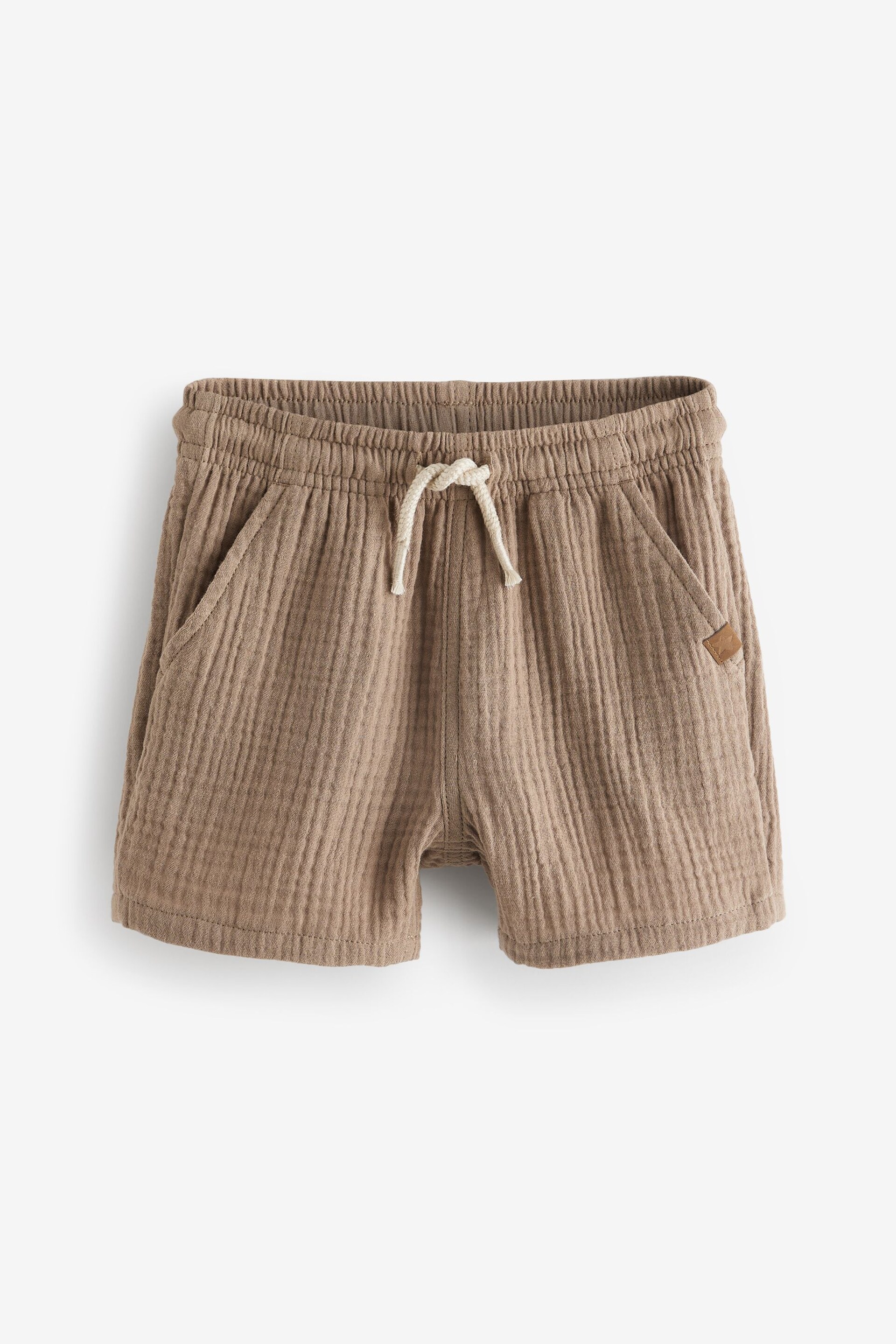 Tan Brown Soft Textured Cotton Shorts (3mths-7yrs) - Image 5 of 7