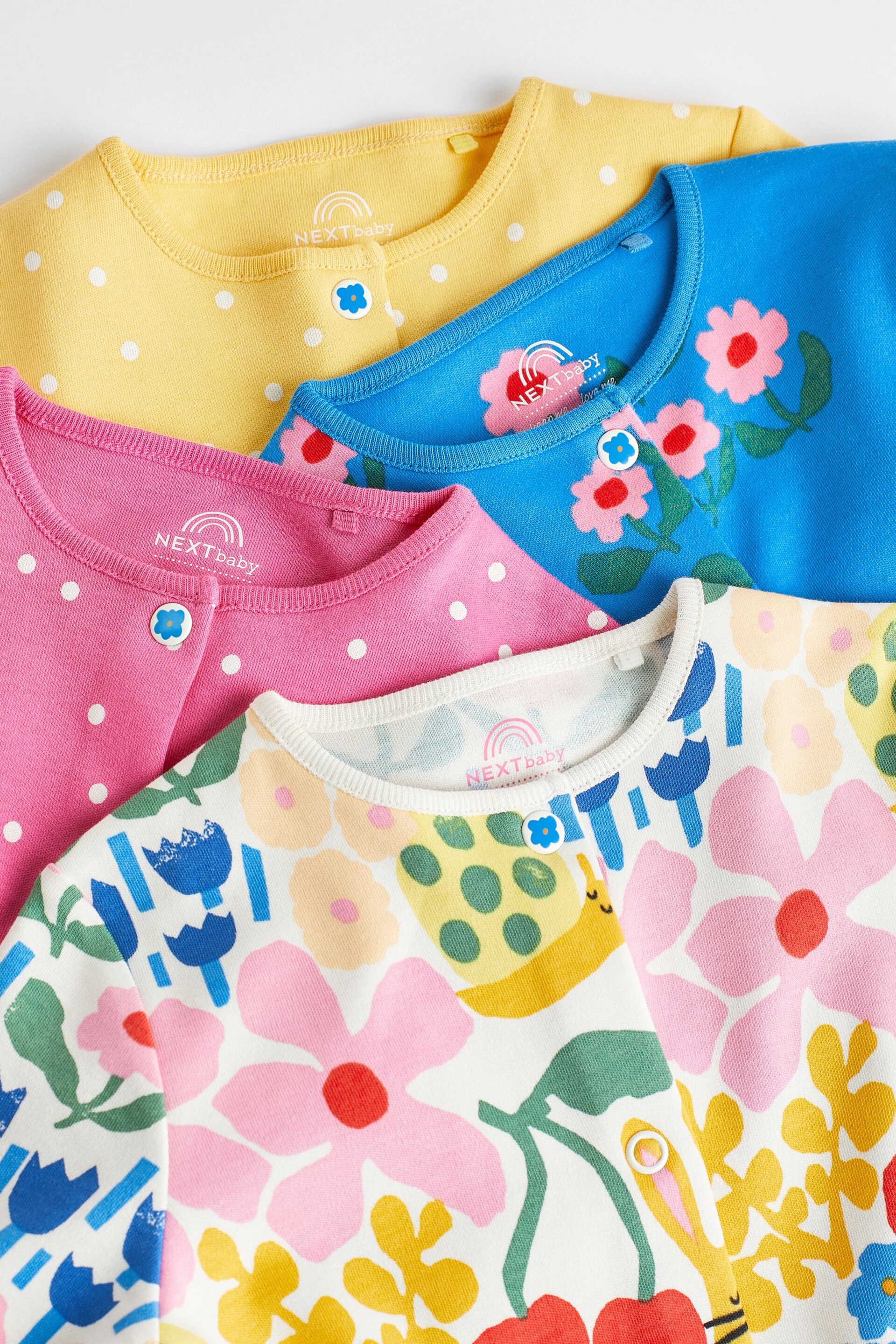 Multi Bright Baby 4 Pack Footed Sleepsuits (0-3yrs) - Image 8 of 13