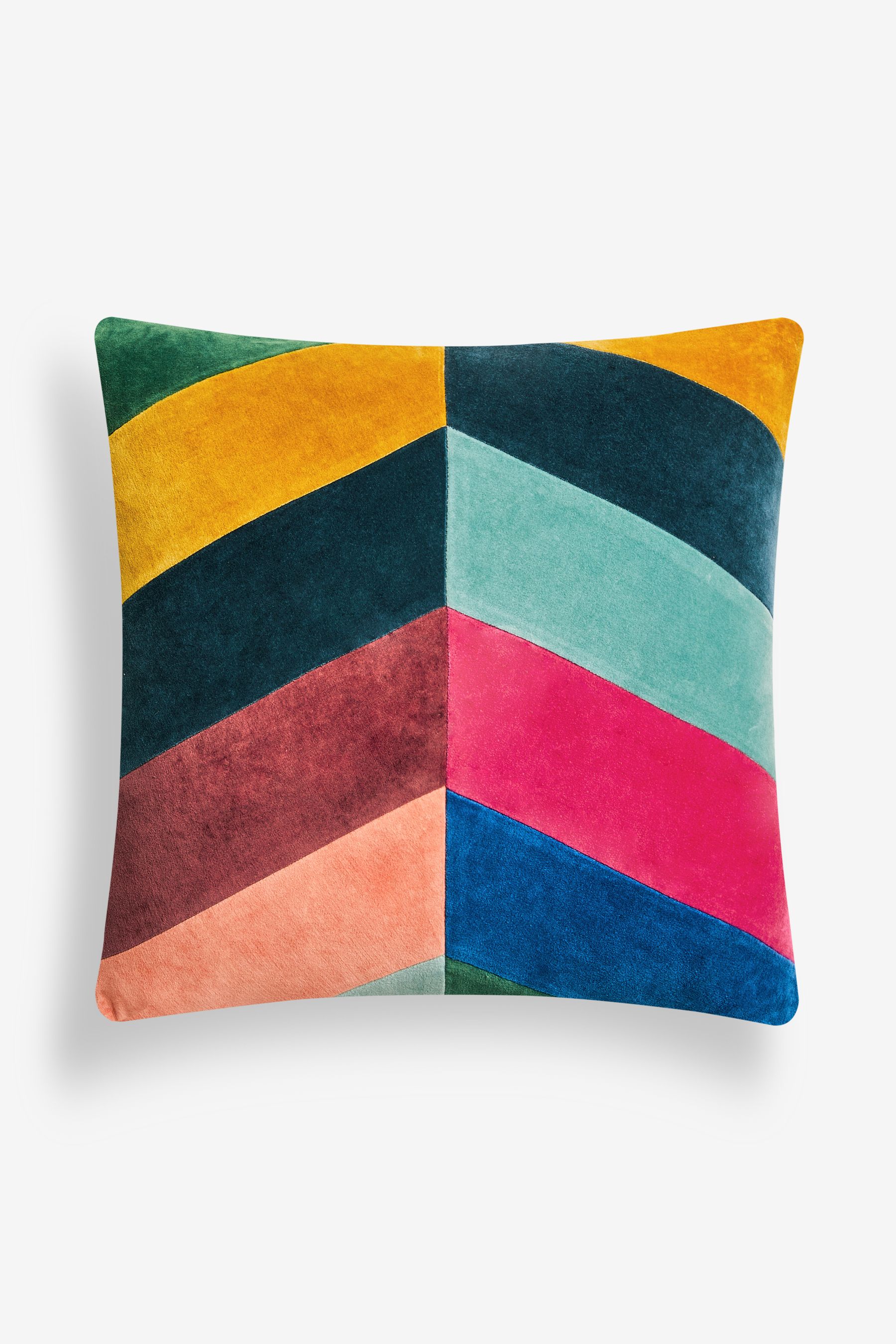 Buy Multi Bright 50 x 50cm Vertical Velvet Stripe Cushion from the Next UK online shop