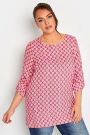 Yours Curve Red Tab Sleeve Blouse - Image 1 of 4