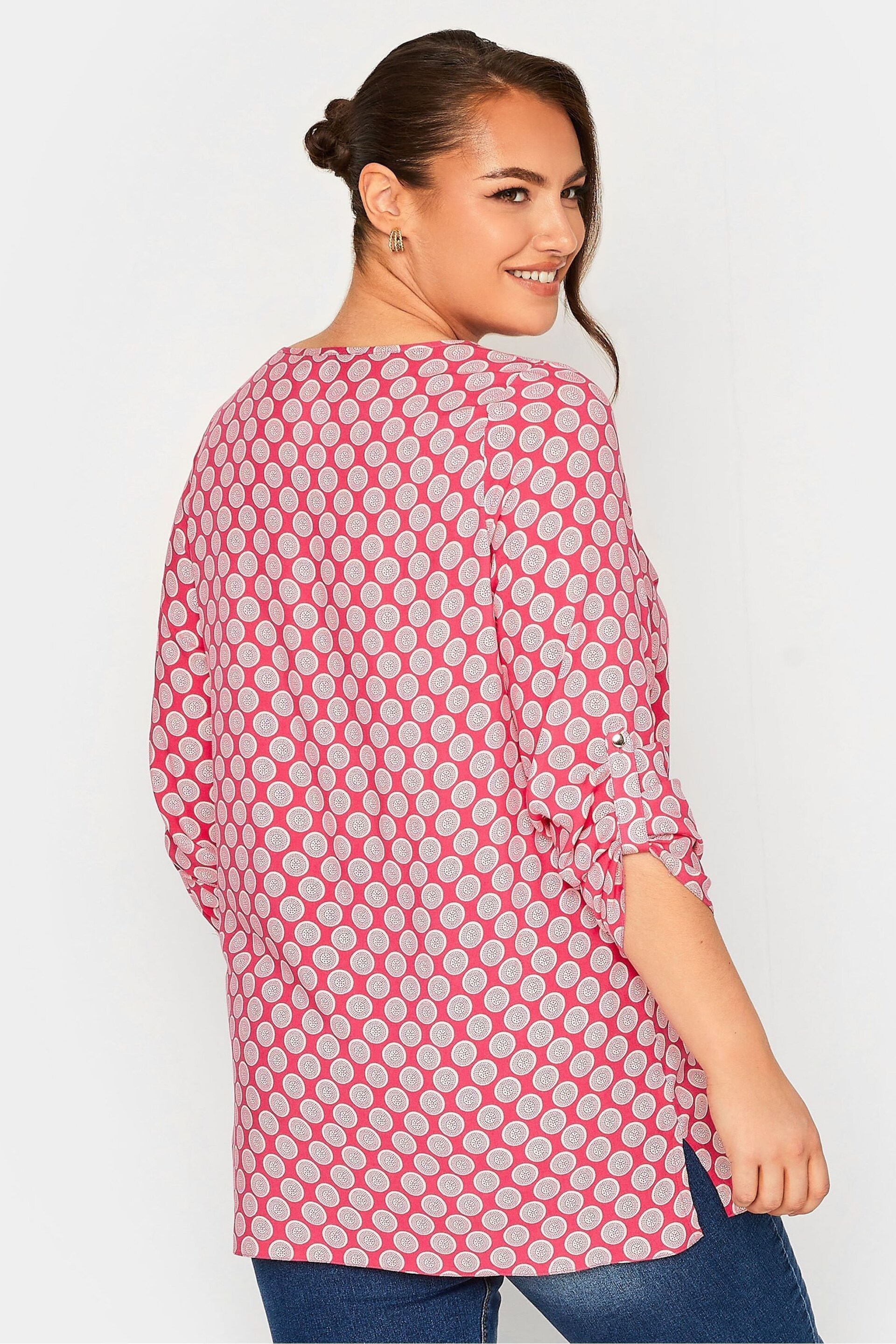 Yours Curve Red Tab Sleeve Blouse - Image 2 of 4