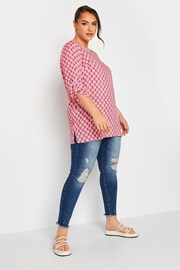 Yours Curve Red Tab Sleeve Blouse - Image 3 of 4