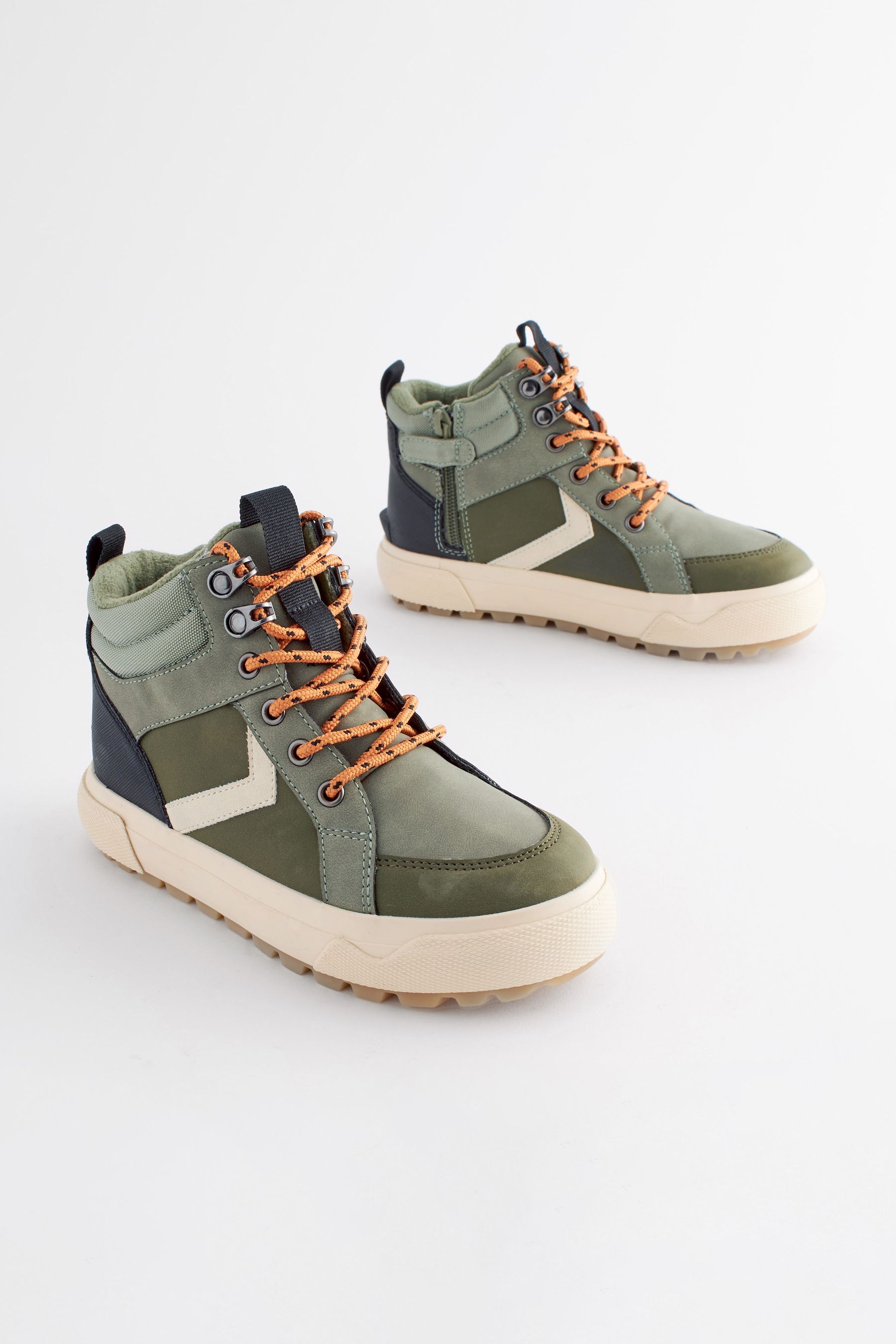 Buy Khaki Green Lace Up High Top Boots from Next Luxembourg