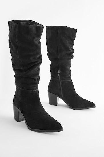 Black Regular/Wide Fit Forever Comfort® Suede Knee High Slouch Boots