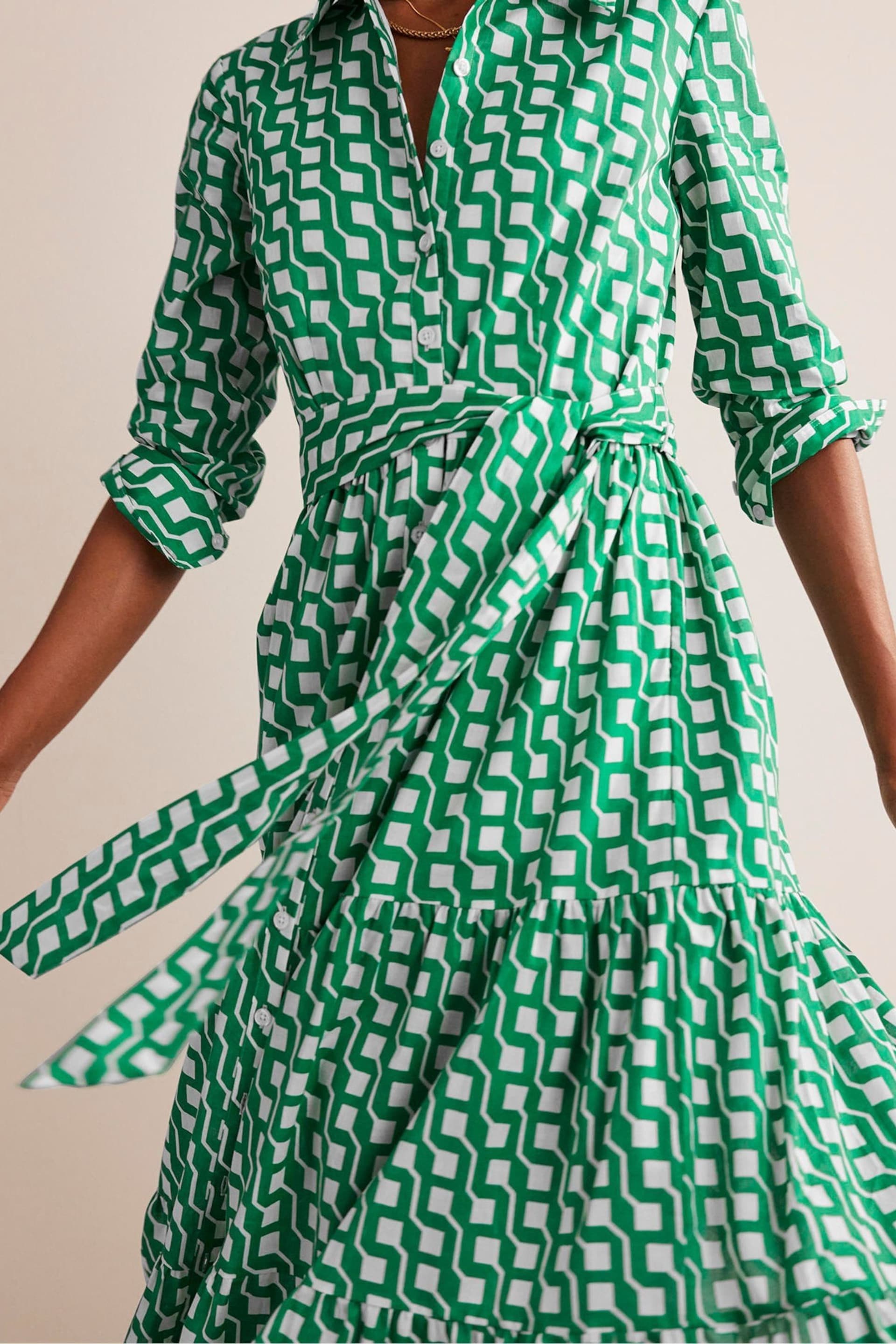 Boden Green Tiered Cotton Maxi Shirt Dress - Image 4 of 5