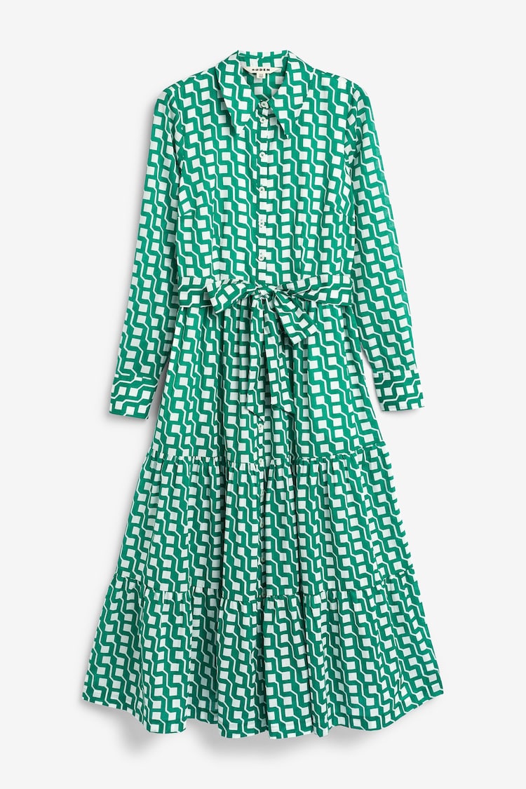 Boden Green Tiered Cotton Maxi Shirt Dress - Image 5 of 5