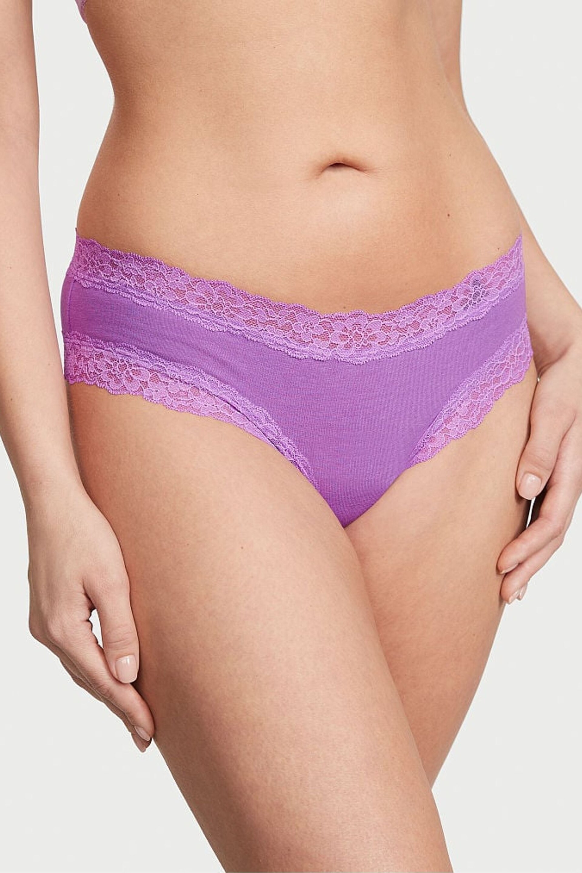 Victoria's Secret Purple Paradise Lace Waist Cheeky Knickers - Image 1 of 3