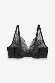 Black Non Pad Full Cup DD+ Floral Lace Bra - Image 6 of 7