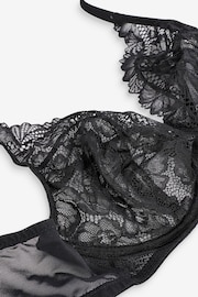 Black Non Pad Full Cup DD+ Floral Lace Bra - Image 7 of 7