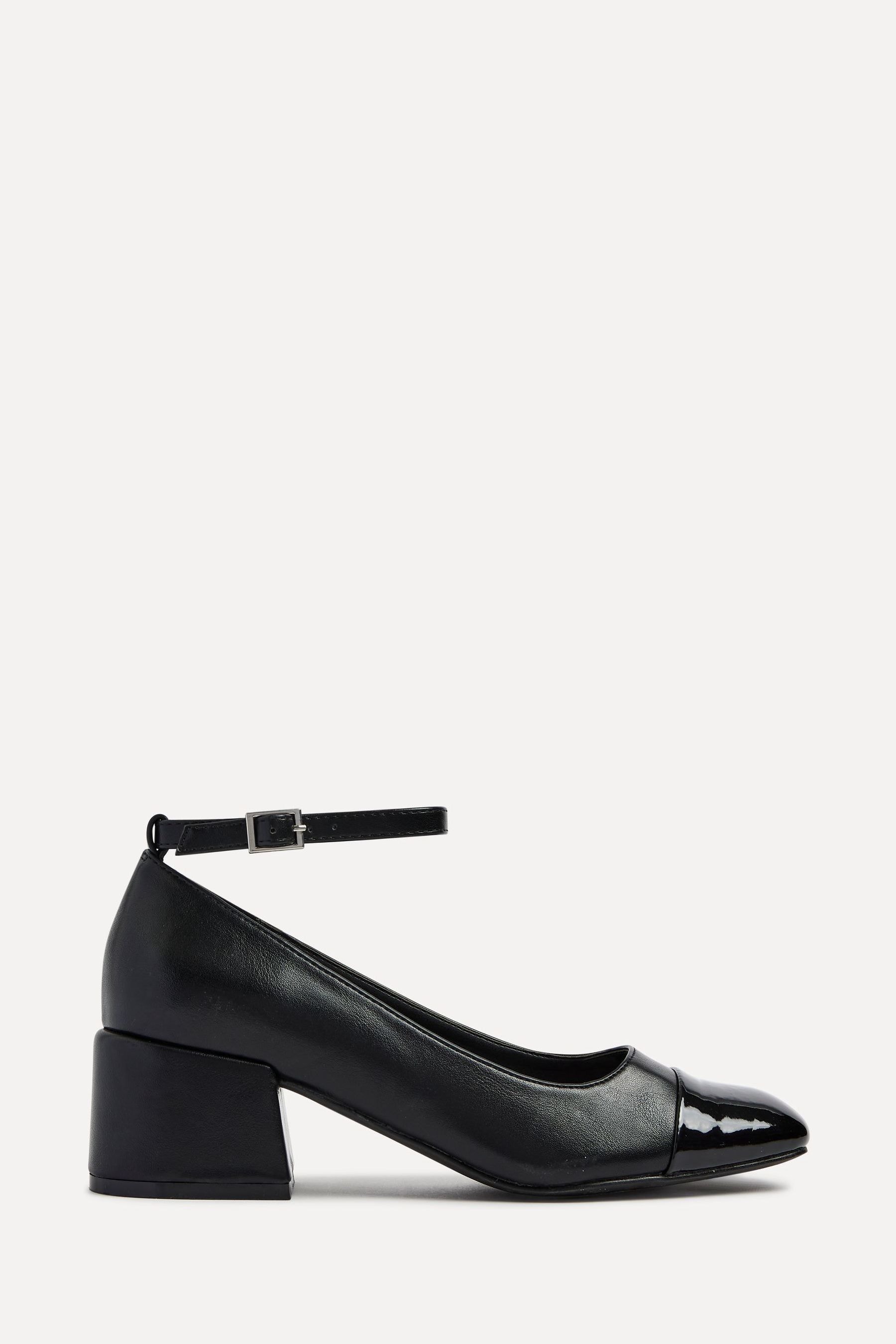 Black block cheap heels closed toe