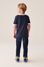 Little Bird by Jools Oliver Navy/Ecru Stripe Short Sleeve Raglan Colourful T-Shirt - Image 3 of 6