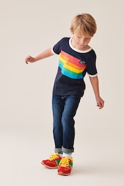 Little Bird by Jools Oliver Navy/Ecru Stripe Short Sleeve Raglan Colourful T-Shirt - Image 5 of 6