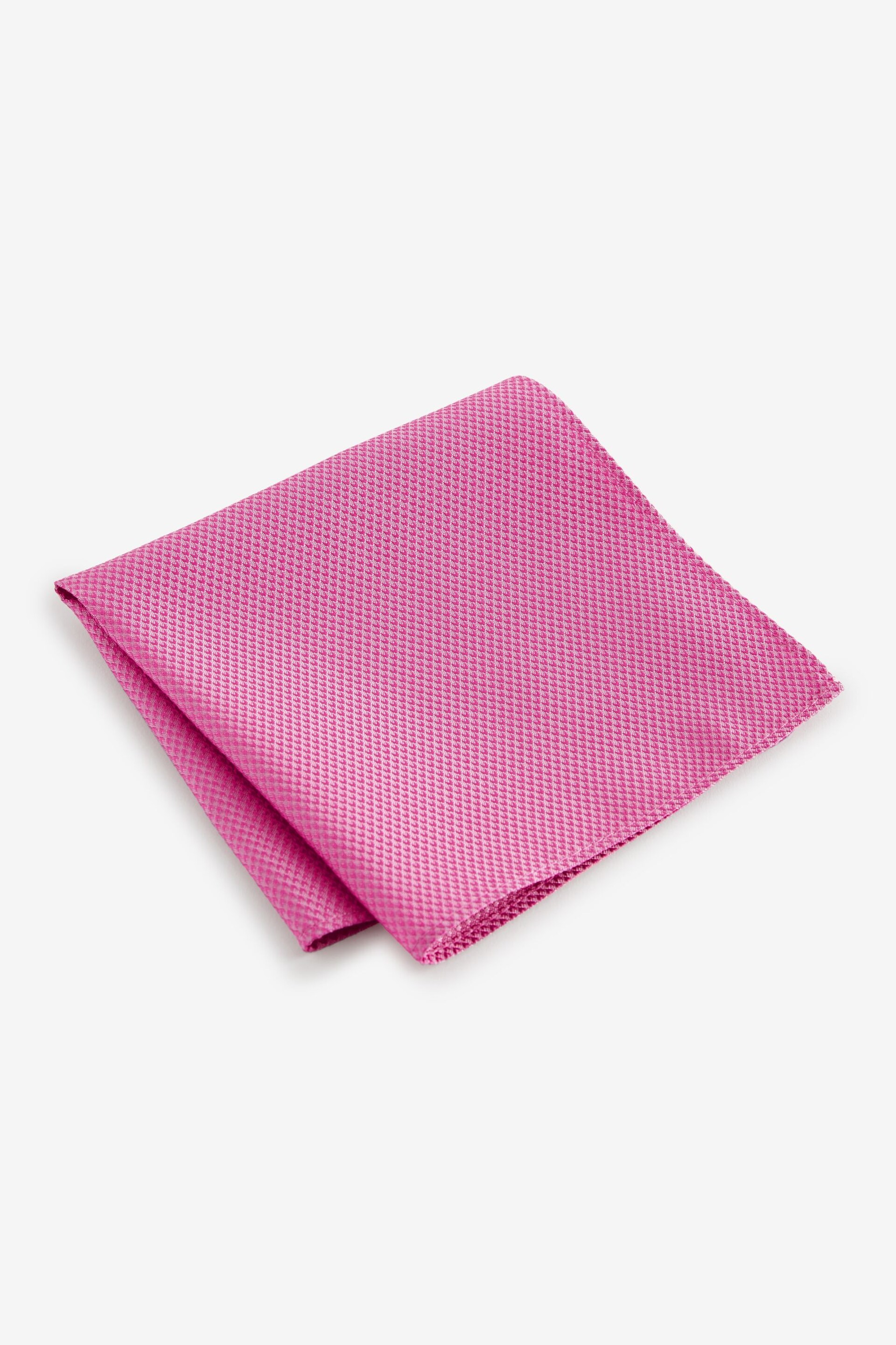 Fuchsia Pink Textured Silk Lapel Pin And Pocket Square Set - Image 2 of 4
