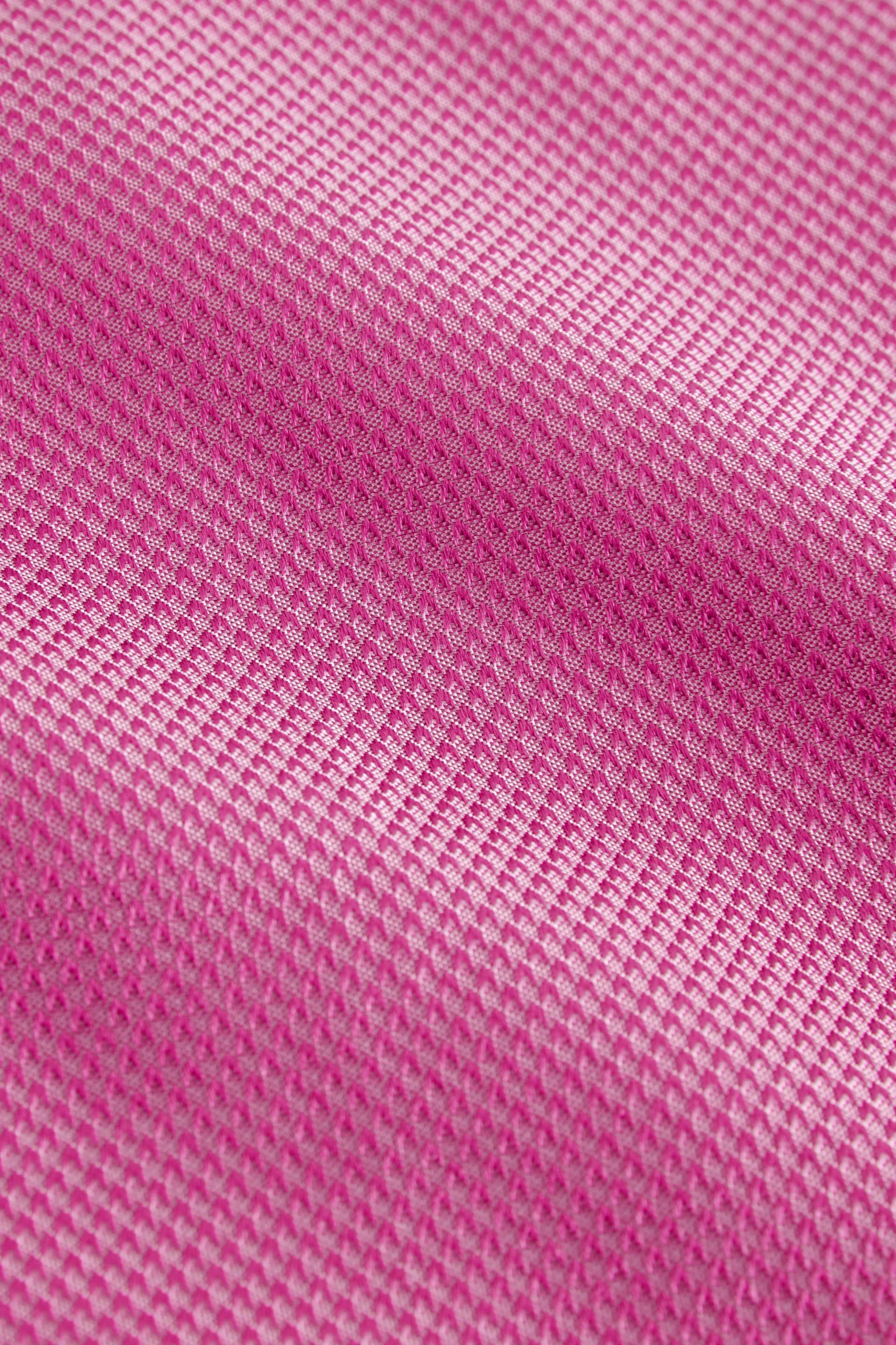 Fuchsia Pink Textured Silk Lapel Pin And Pocket Square Set - Image 3 of 4
