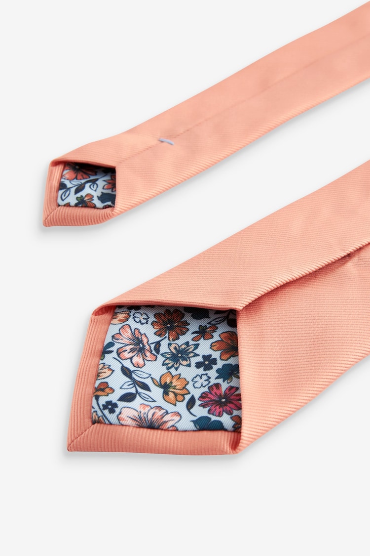 Peach Pink Slim Twill Tie - Image 5 of 5