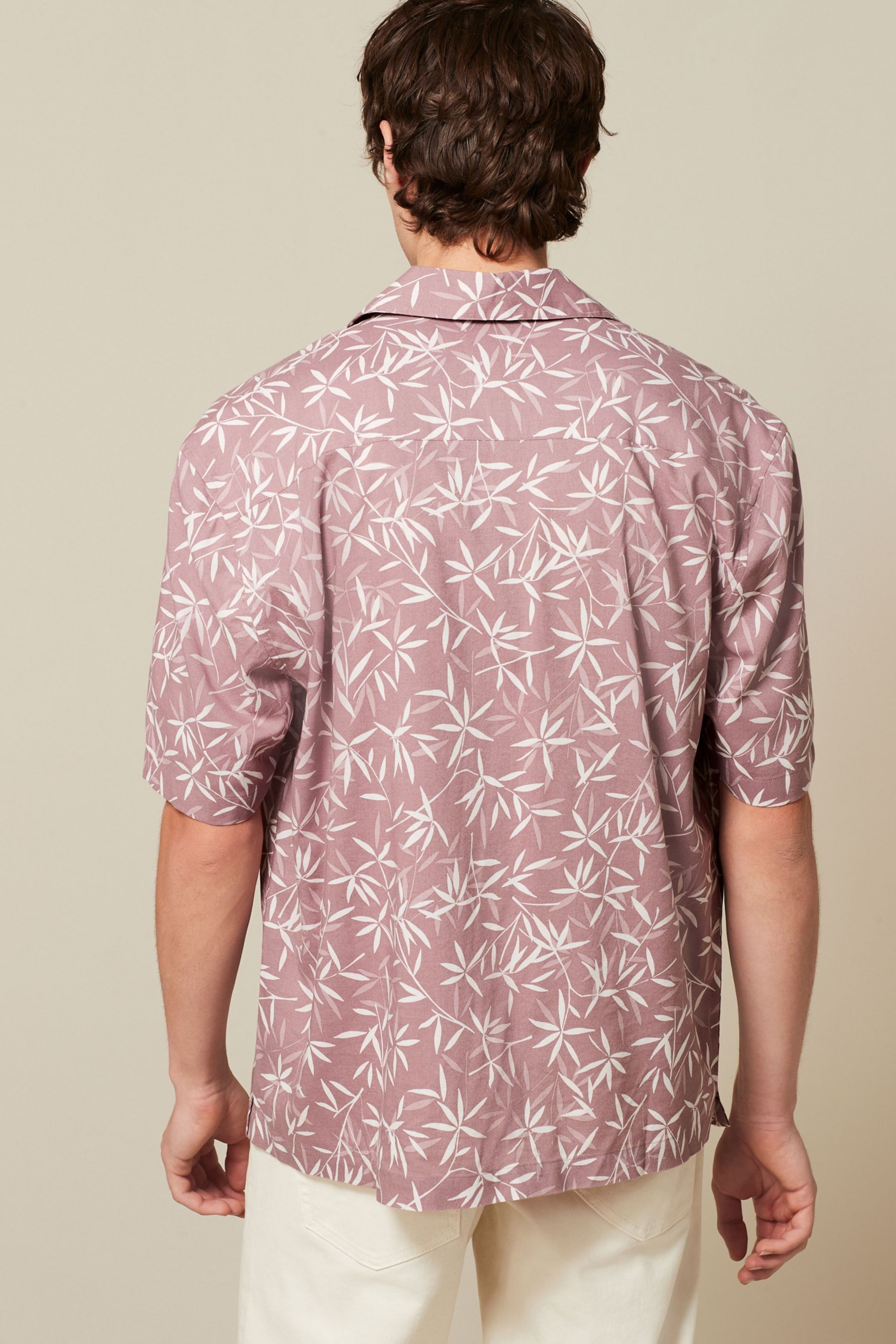 Pink Floral Short Sleeve Shirt With Cuban Collar - Image 3 of 8