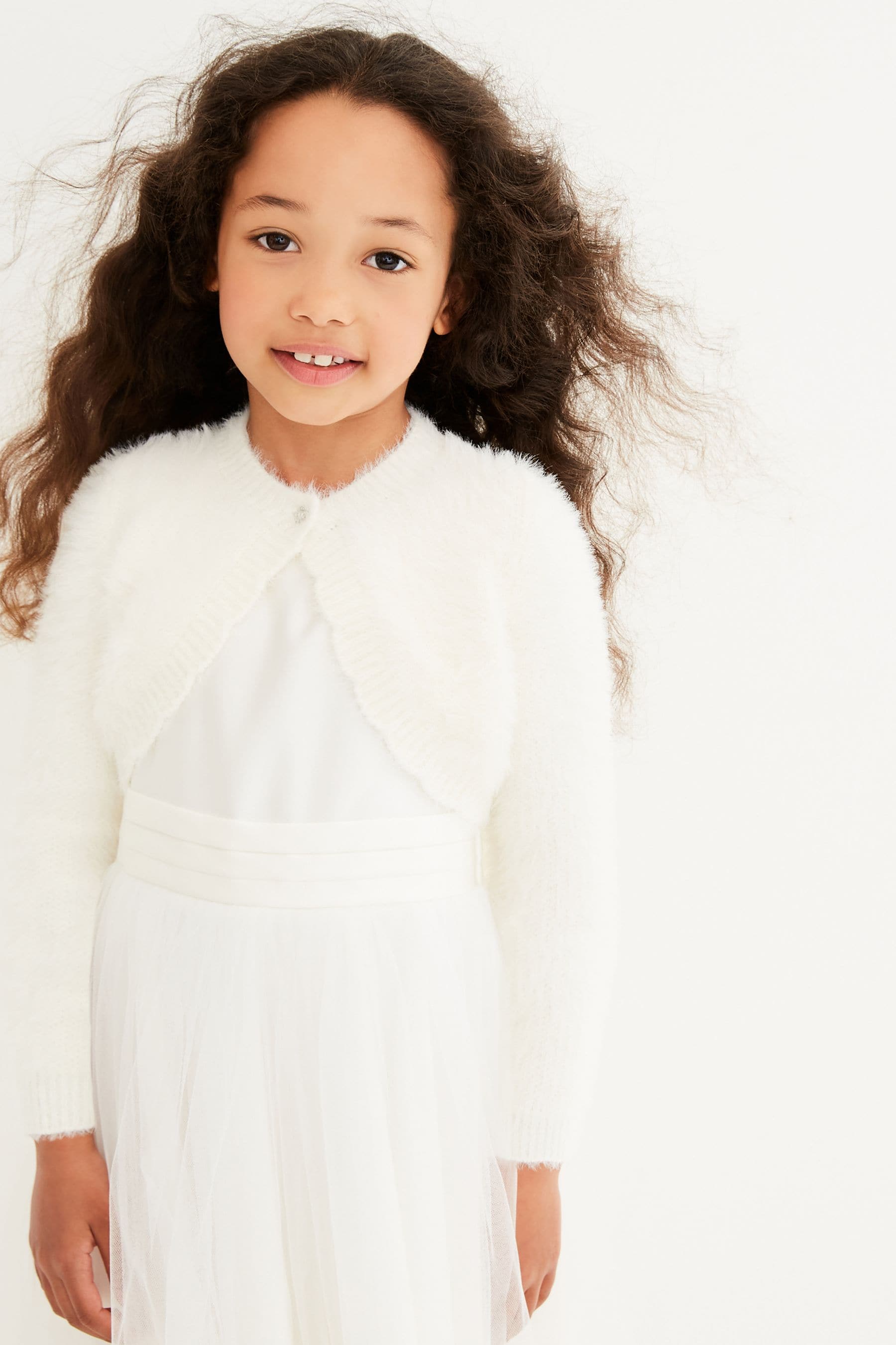 Buy Ecru White Fluffy Shrug Cardigan 12mths 16yrs from the Next UK online shop