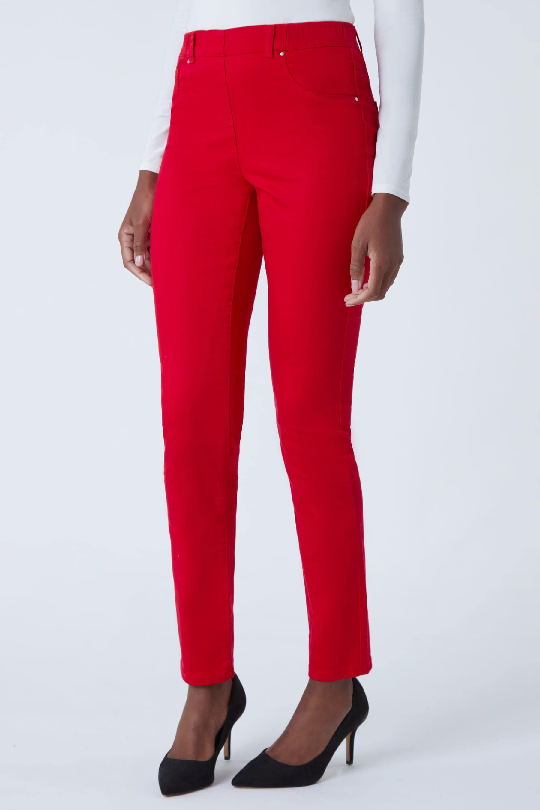 Red denim jeggings cheap