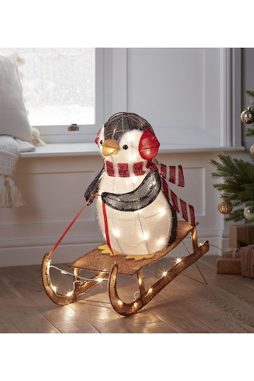 Lights4fun Sledging Penguin Christmas Figure