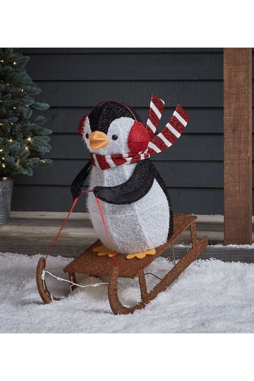 Lights4fun Sledging Penguin Christmas Figure
