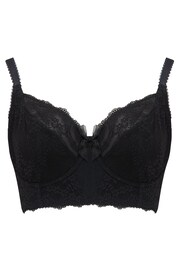 Pour Moi Black Non Padded Flora Longline Underwired Bra - Image 4 of 5