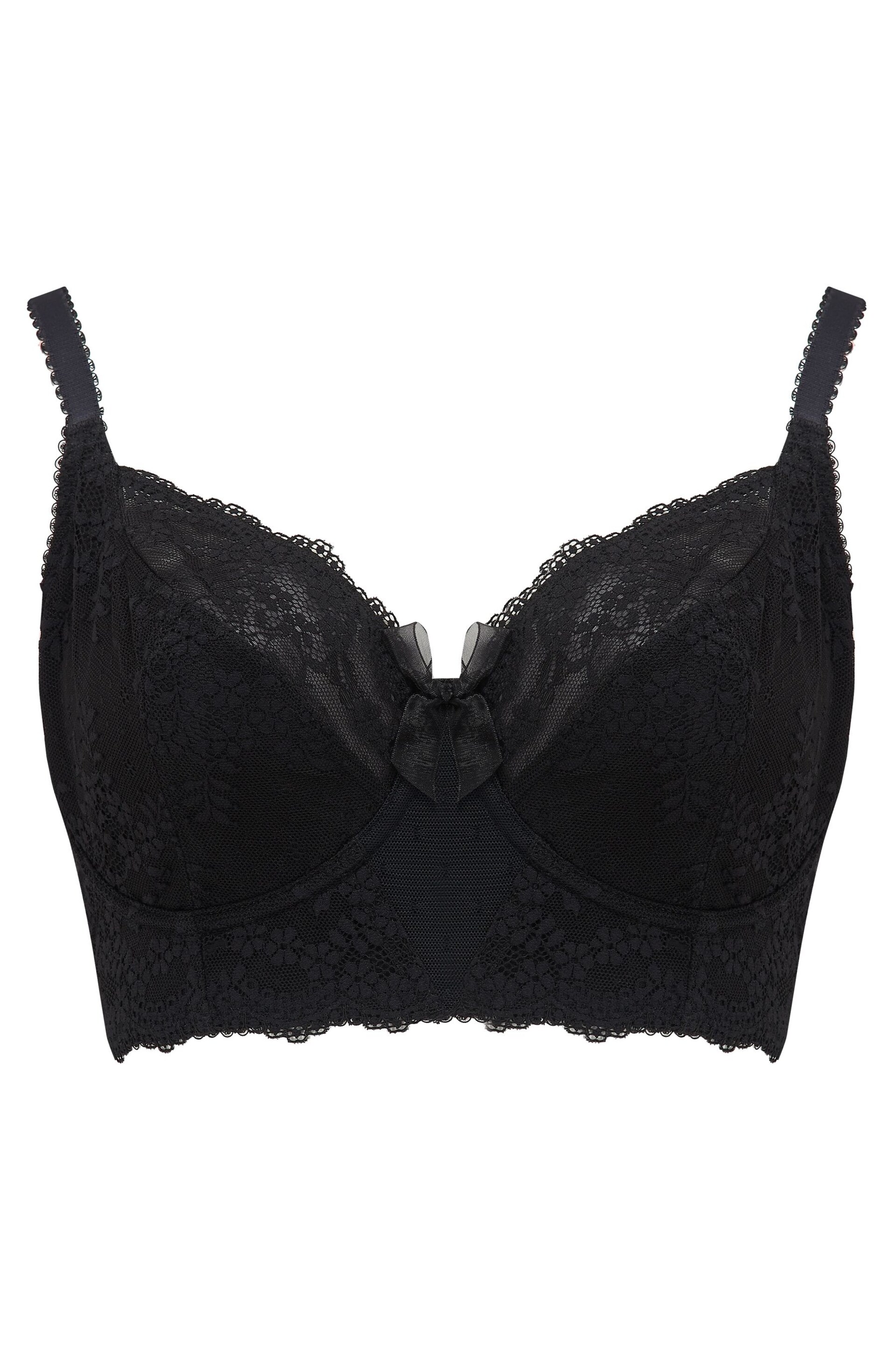 Pour Moi Black Non Padded Flora Longline Underwired Bra - Image 4 of 5