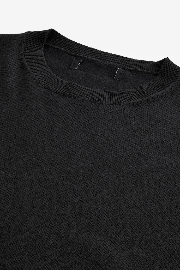 Black Knitted Regular Fit T-Shirt - Image 6 of 7