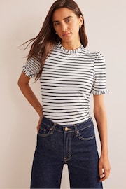 Boden Blue Supersoft Frill Detail T-Shirt - Image 1 of 5