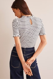 Boden Blue Supersoft Frill Detail T-Shirt - Image 2 of 5