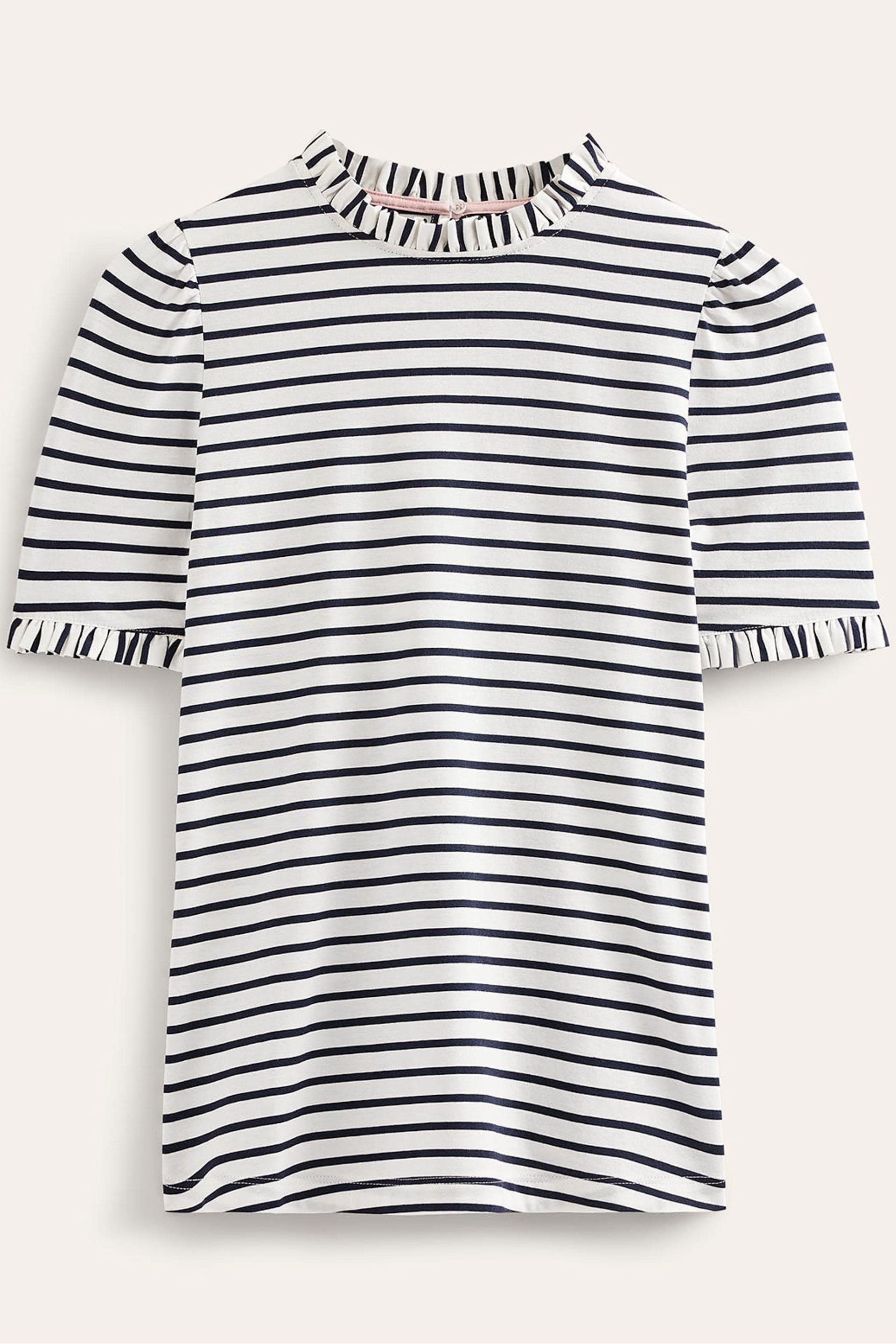 Boden Blue Supersoft Frill Detail T-Shirt - Image 5 of 5