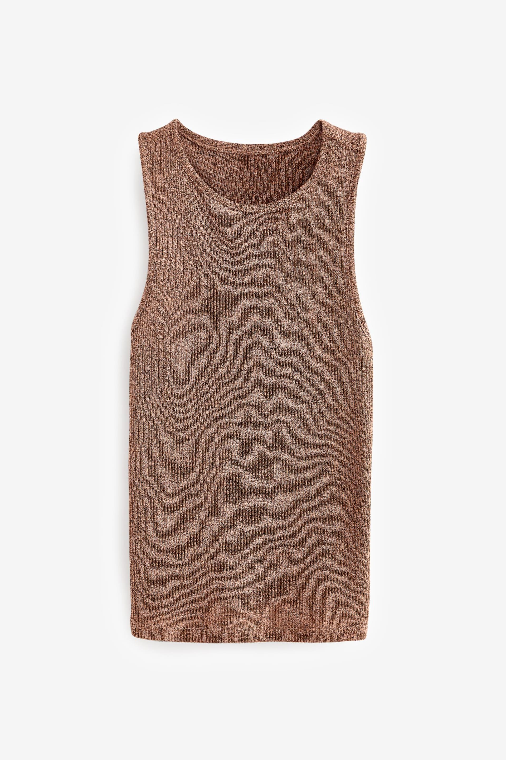 Rust Marl Ribbed High Neck Vest - Image 4 of 5