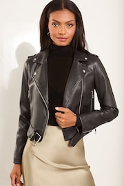 Lipsy Faux Leather Crop Biker Jacket - 圖片 1，共 4