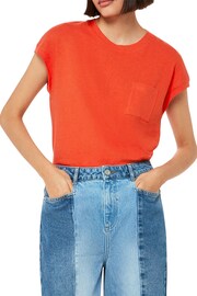 Whistles Red Ember Linen Mix Pocket T-Shirt - Image 1 of 4