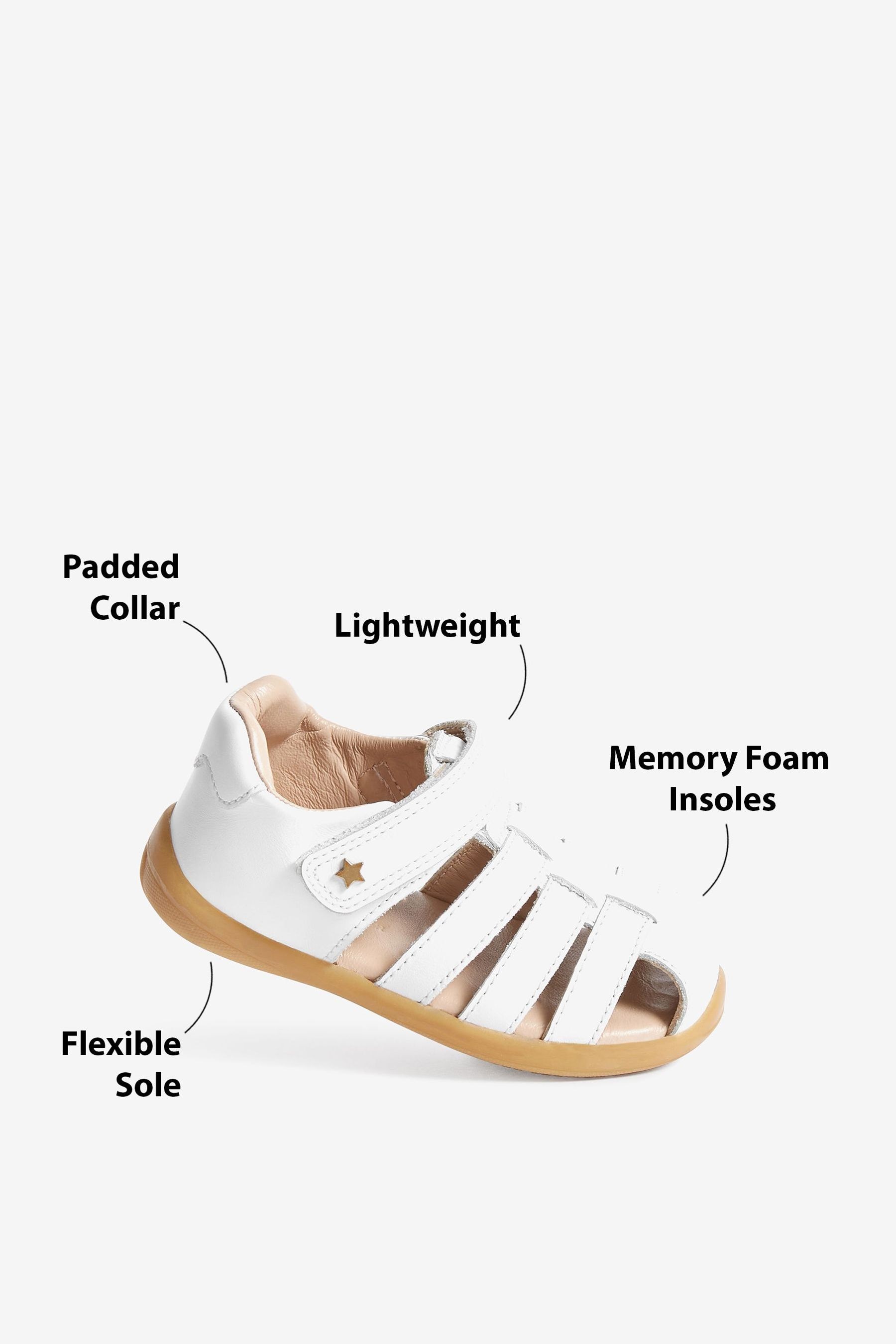 Buy White Leather Standard Fit F First Walker Fisherman Sandals from Next Luxembourg