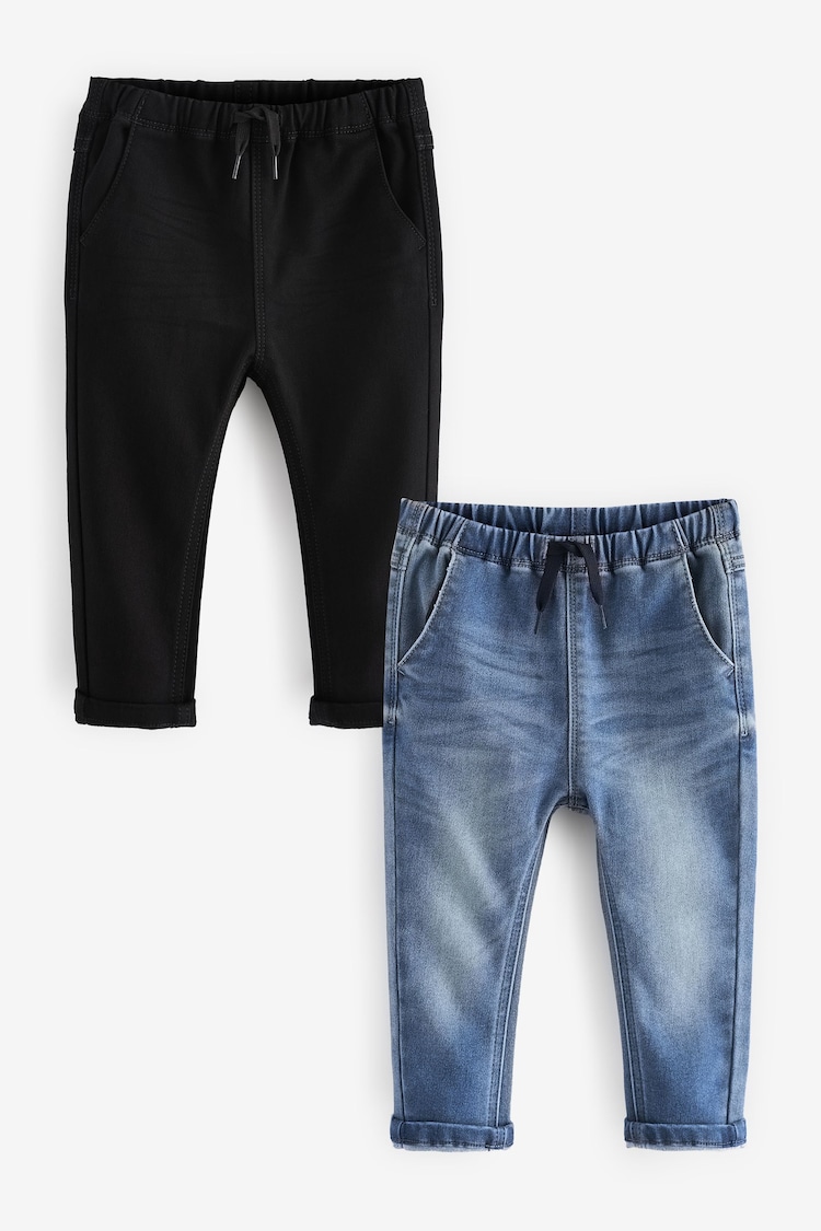 Blue Black Denim Supersoft Pull-On Jeans With Stretch 2 Pack (3mths-7yrs) - Image 1 of 5