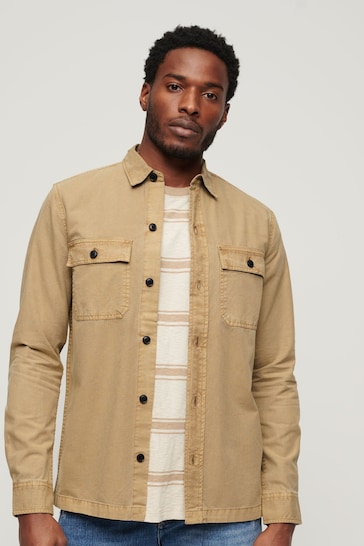 Superdry Brown Military Long Sleeved Shirt