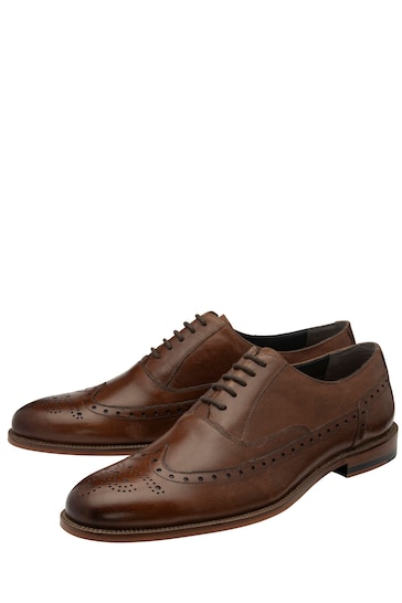 Frank Wright Brown Leather Lace-Up Mens Brogues