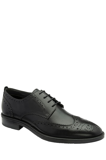 Frank Wright Black Leather Lace-Up Mens Brogues