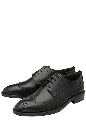 Frank Wright Black Leather Lace-Up Mens Brogues