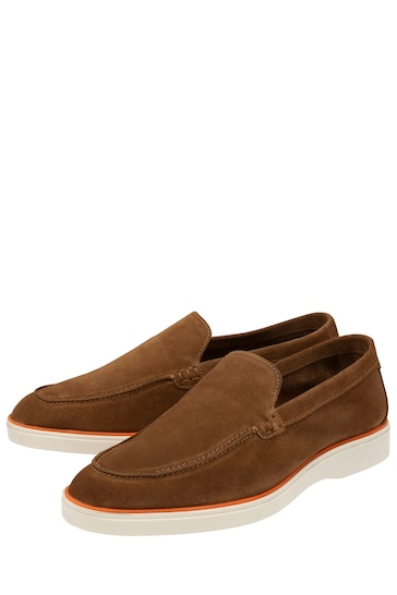 Frank Wright Brown Suede Slip-On Mens Loafers