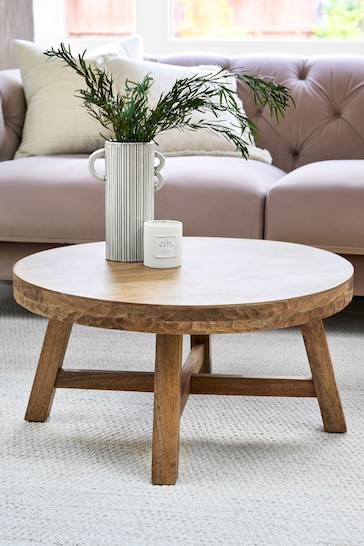 Natural Carved Mango Wood Coffee Table