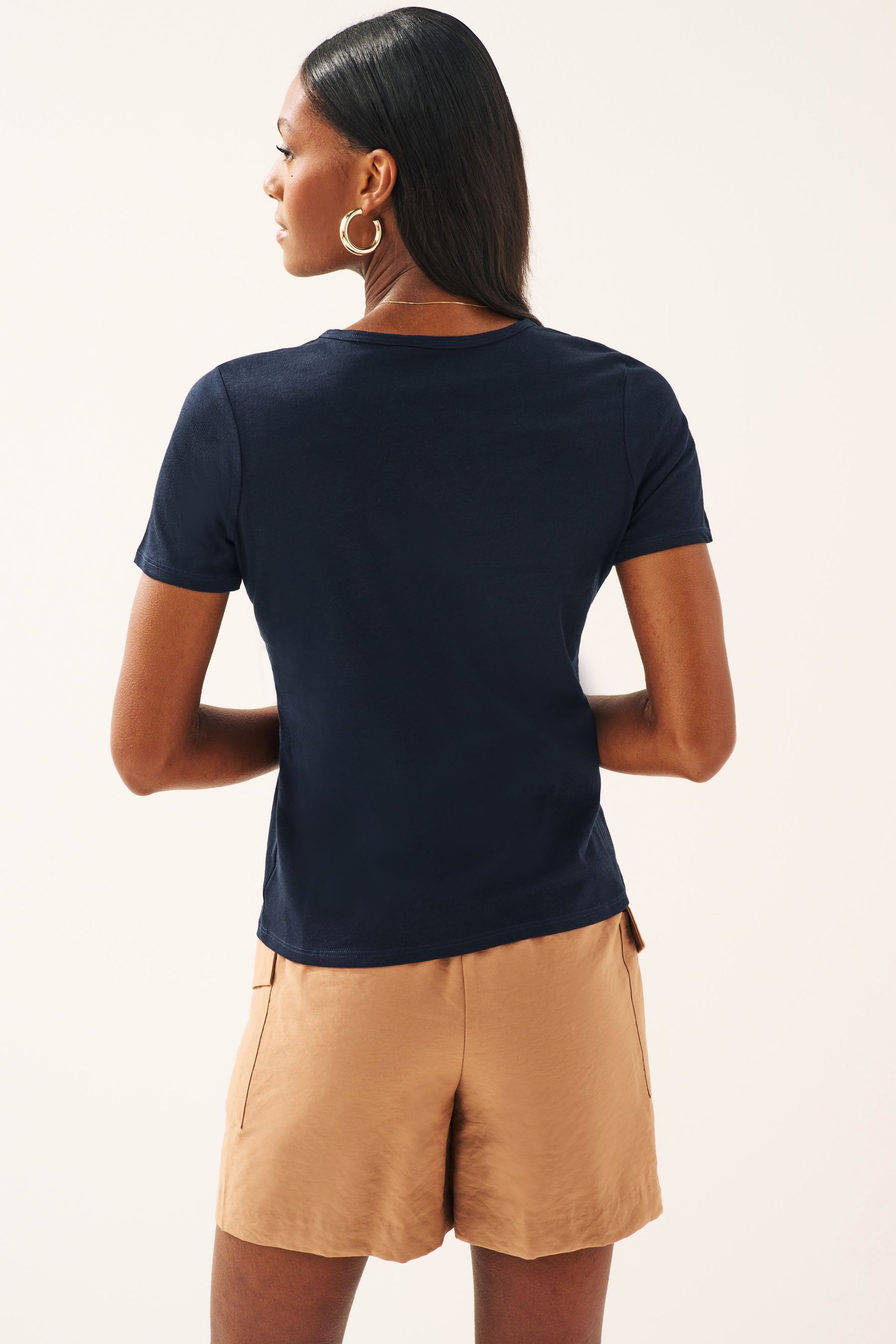 Brown shorts blue shirt discount