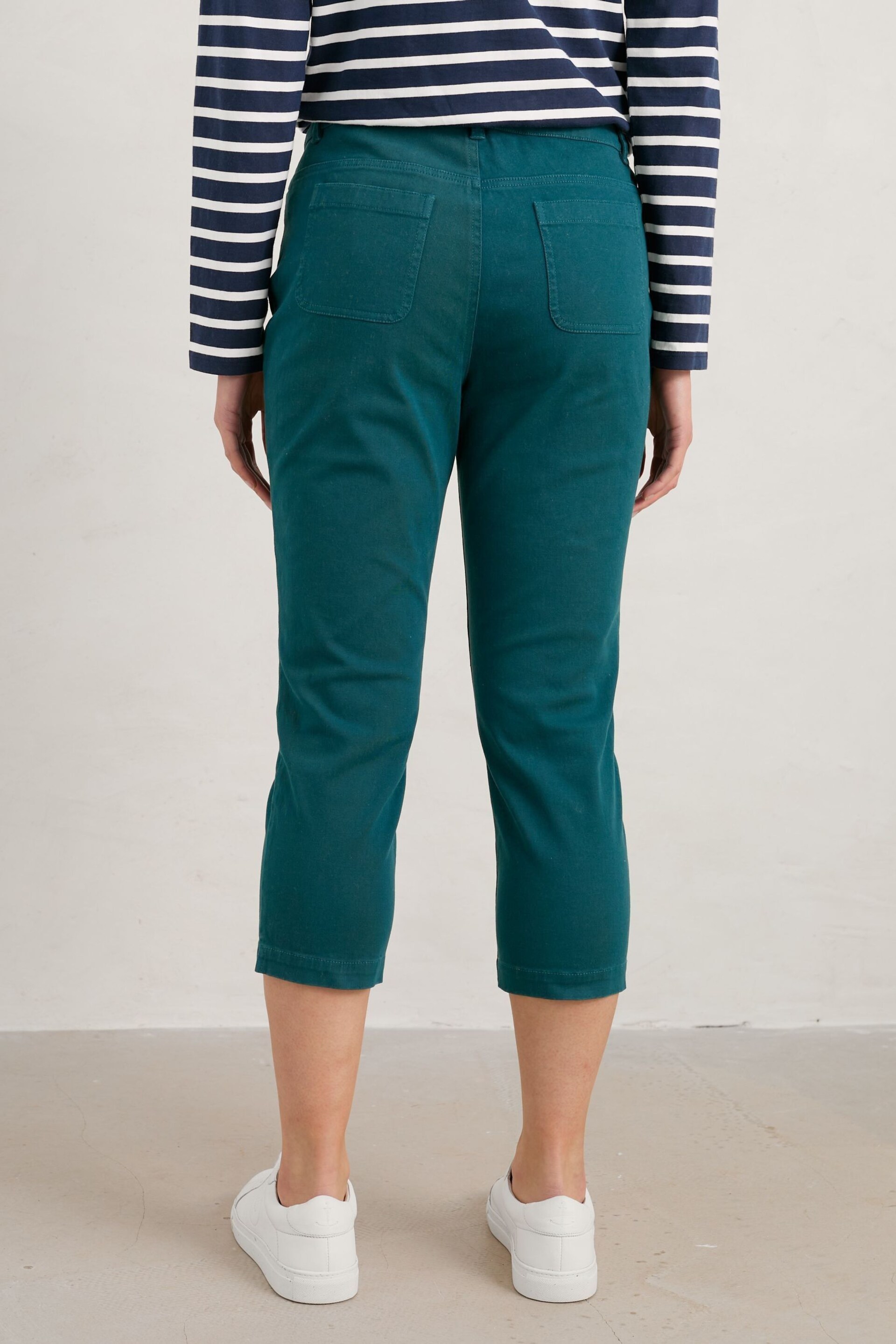 Seasalt Cornwall Teal Blue Slim-Fit Albert Quay Crop Trousers - Image 2 of 5