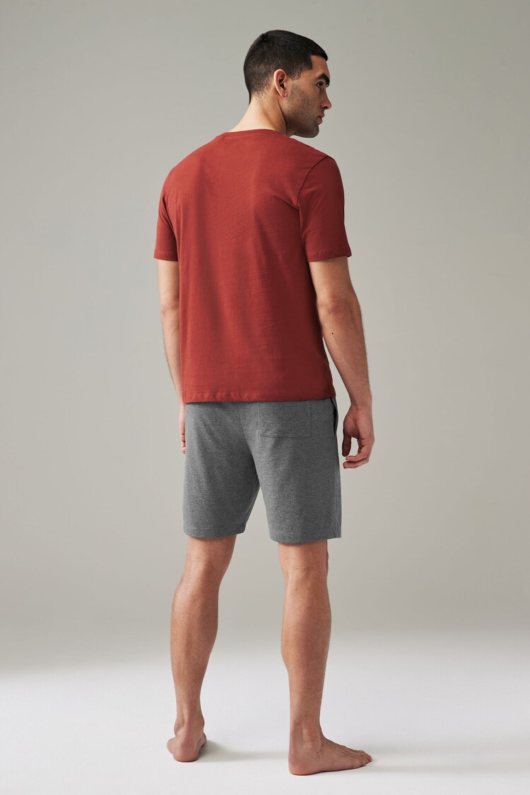 Red/Ecru Jersey Pyjama Shorts Set 2 Pack - Image 3 of 11