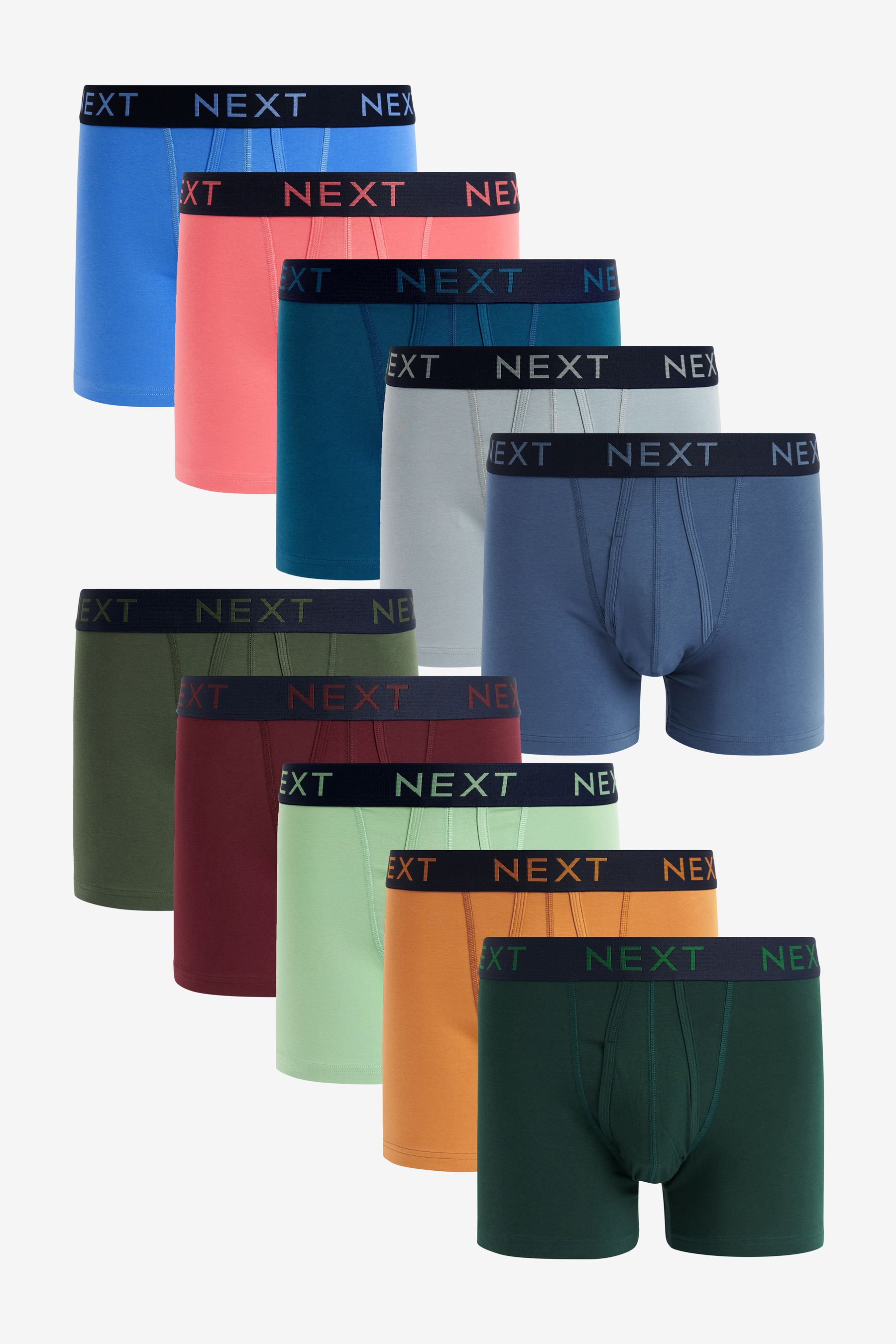 Buy Mixed Colour 10 pack A Front Boxers from the Next UK online shop
