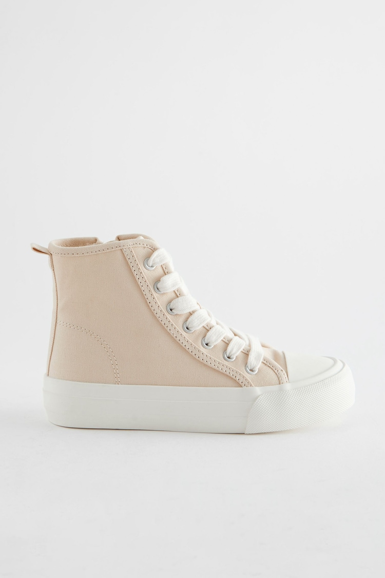 Neutral Cream Chunky High Top Lace-Up Trainers - Image 2 of 5