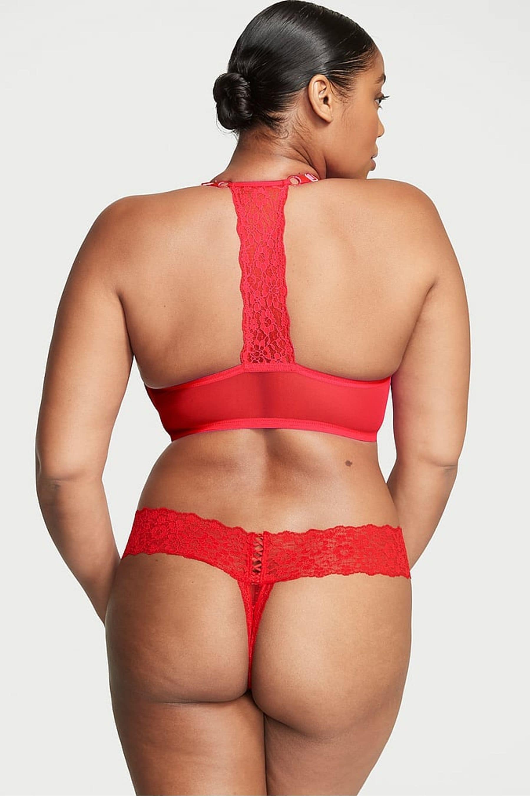 Buy Victoria s Secret Lipstick Red Lace Up Thong Knickers from Next Luxembourg