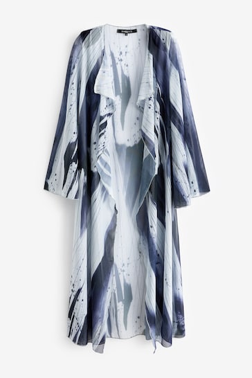 Scarlett & Jo Black/ White Waterfall Mesh Kimono Cover-up