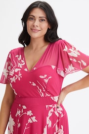 Scarlett & Jo Pink Tilly Print Angel Sleeve Sweetheart Dress - Image 4 of 4