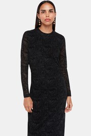 Whistles Optical Wiggle Mesh Black Dress - Image 3 of 5